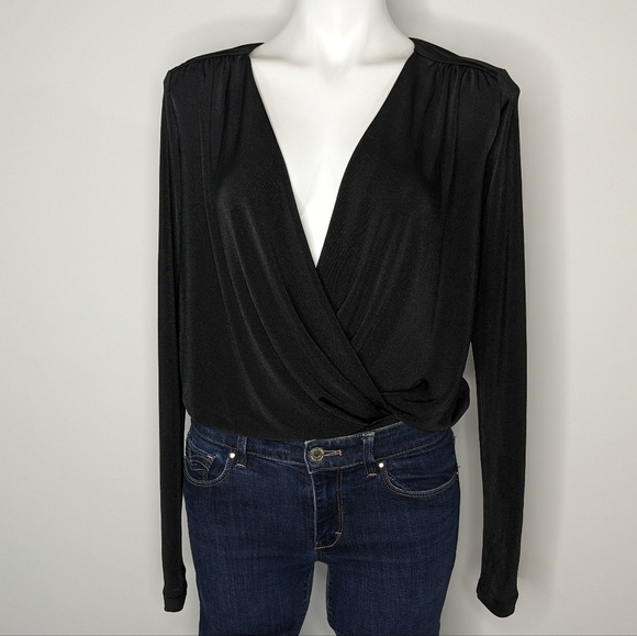 Free People Tops - Intimately Free People black v neck long sleeve bodysuit leotard S